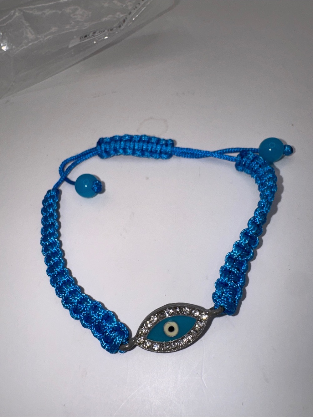 6/$25 - Blue Evil Eye Macramé Adjustable Bracelet (BR1111/3ov) - Picture 3 of 5